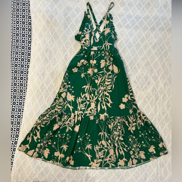 Borgo de Nor Women’s Floral Maxi Ruffle Crossback Dress. Green size 6. - Picture 11 of 13